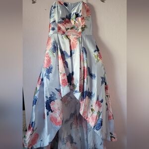 Speechless | Strapless Blue Floral Hi Low Dress | Size 17